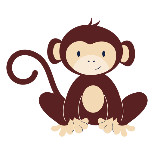 Design PNG E SVG De Animal Macaco Bonito Plana Para Camisetas