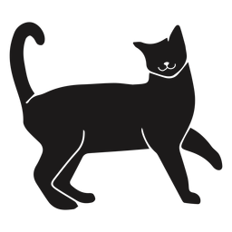 Silueta de animal gato feliz Diseño PNG