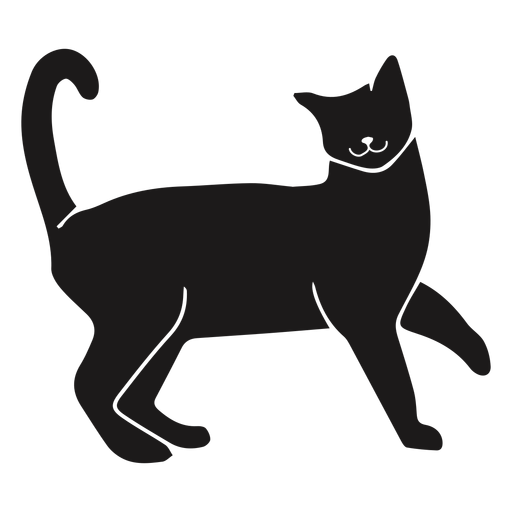 Silhueta de animal gato feliz Desenho PNG