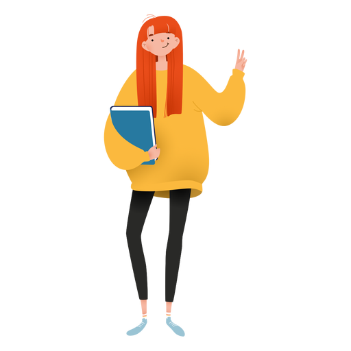 Download Happy girl with book character - Transparent PNG & SVG ...