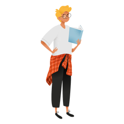 Happy guy reading character PNG Design Transparent PNG