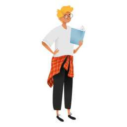 Personaje de lectura chico feliz Diseño PNG