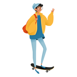 Happy Guy Skateboard Charakter PNG-Design
