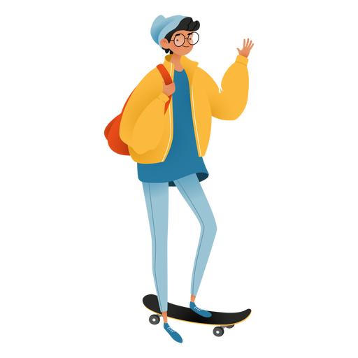 Happy guy skateboard character PNG Design