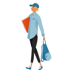 Happy man backpack character PNG Design