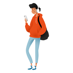 Happy man phone character PNG Design