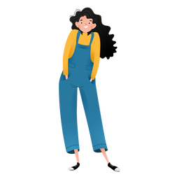 Feliz personaje de niña de pie Diseño PNG