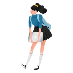 Carácter de niña estudiante feliz Diseño PNG