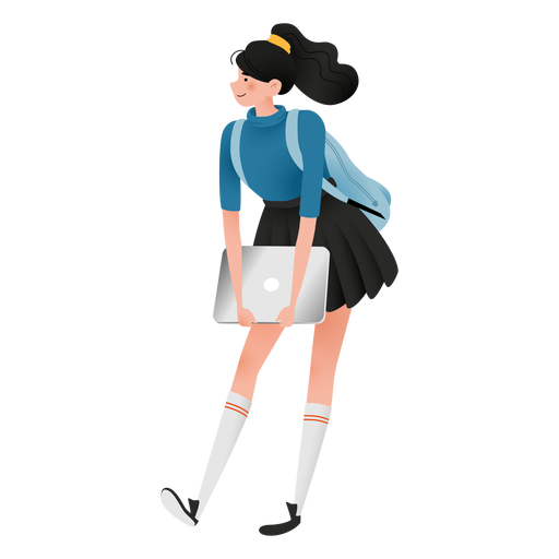 Happy student girl character PNG Design