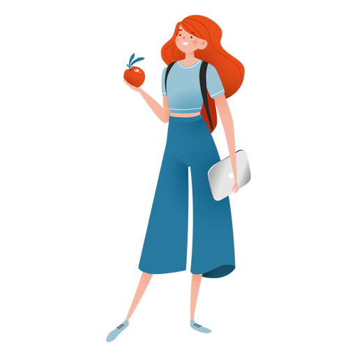 Happy woman apple character PNG Design