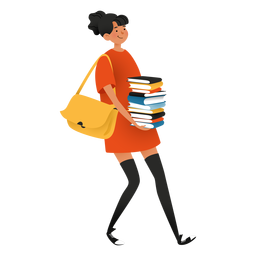 Happy woman carrying books character PNG Design Transparent PNG