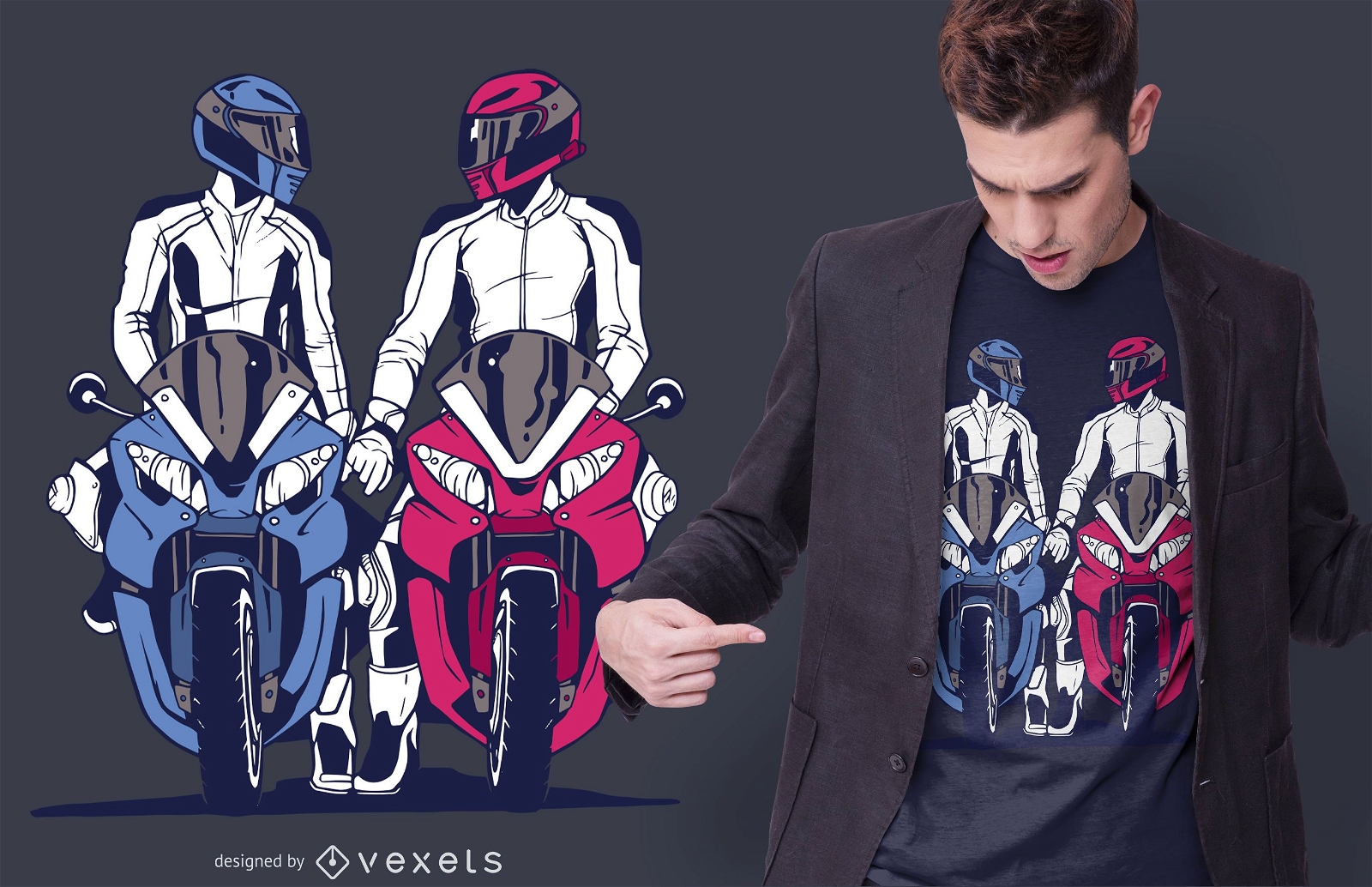 Motorrad Paar T-Shirt Design