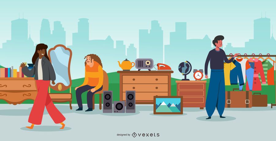 Flea Market Illustration - Vector Download