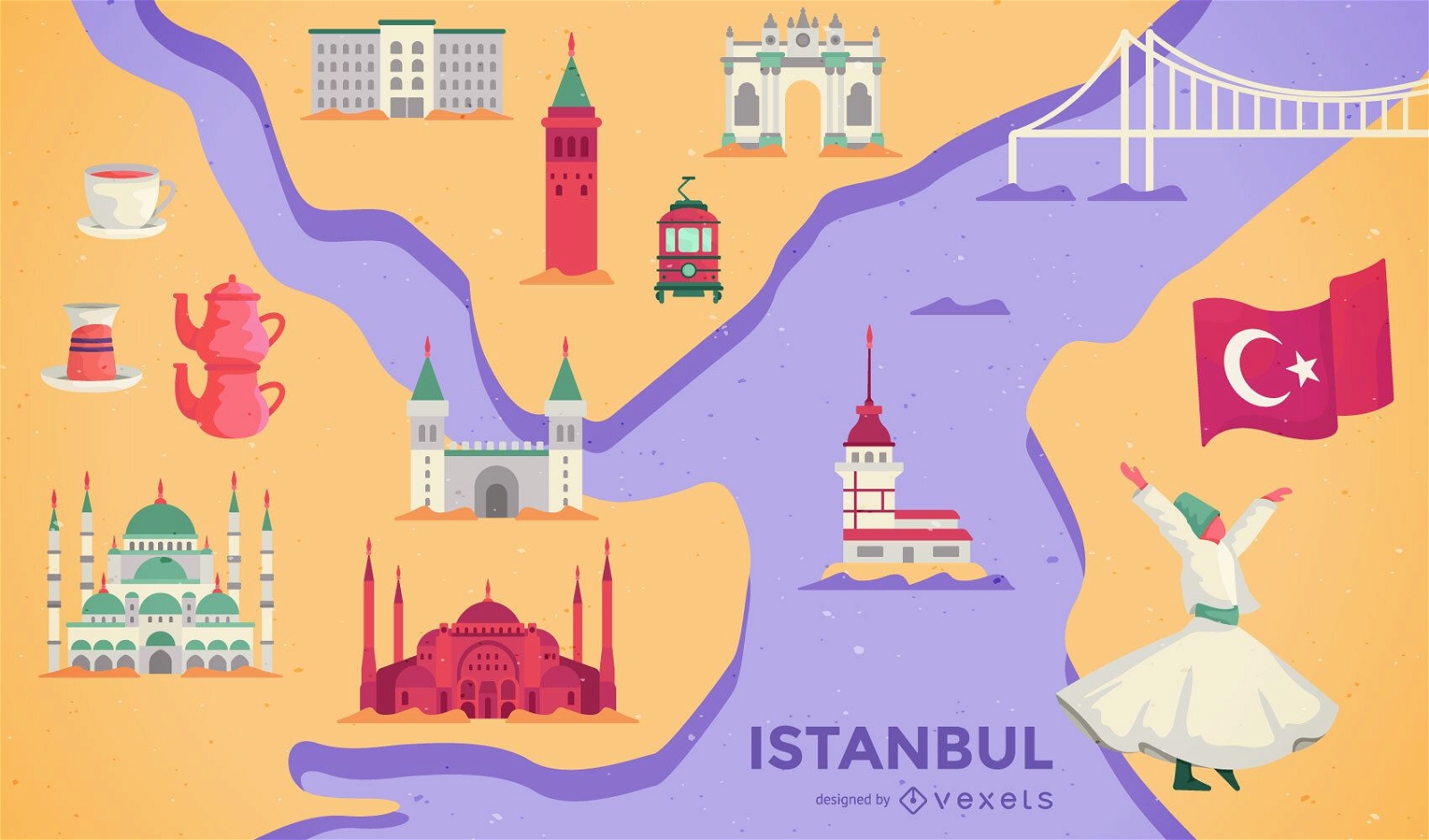 Istanbul Karte Illustration Design