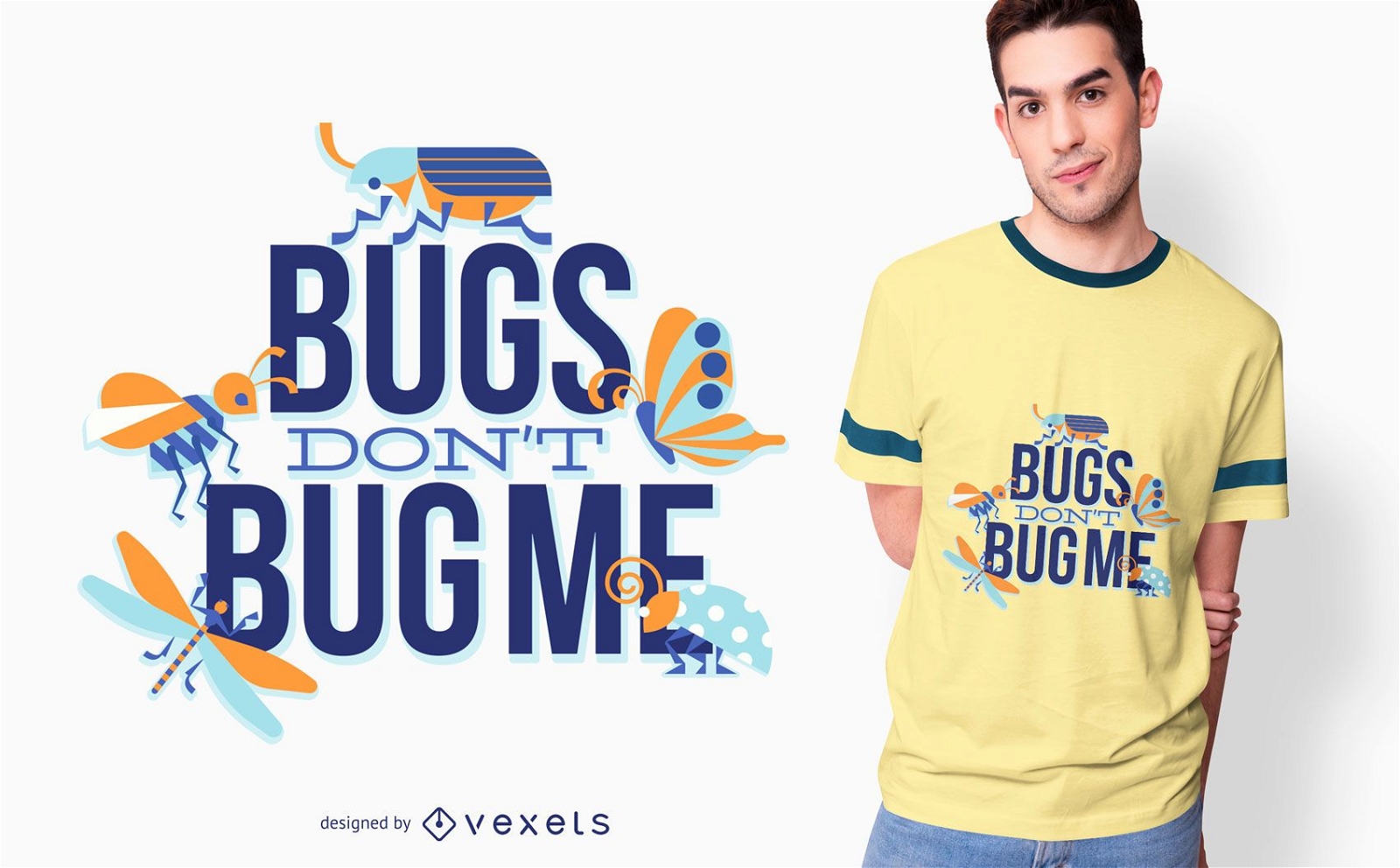 Design de camisetas de amor com citações de insetos