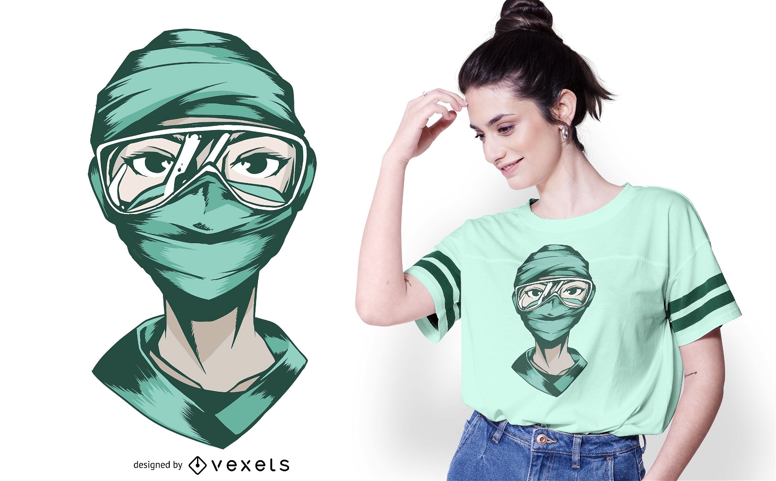 Design de camiseta para máscara facial para enfermeira