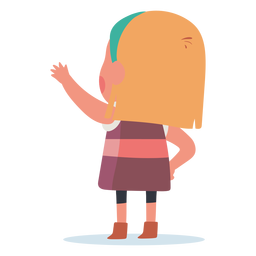 Saludo de chica rubia detrás de personaje Diseño PNG
