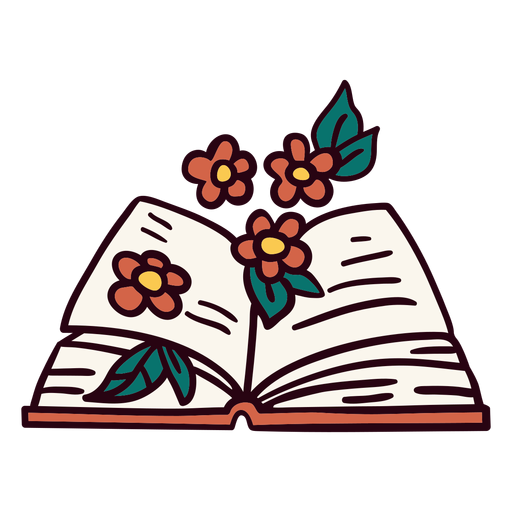 Book with flowers illustration Transparent PNG & SVG vector file