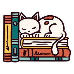 Bookshelf Sleeping Cat Illustration PNG & SVG Design For T-Shirts