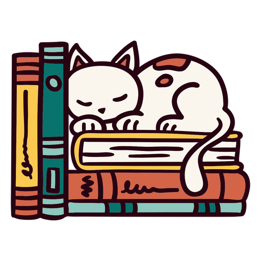 Illustration der schlafenden Katze im Bücherregal PNG-Design