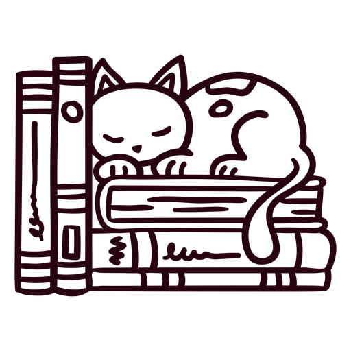 Bookshelf sleeping cat stroke PNG Design