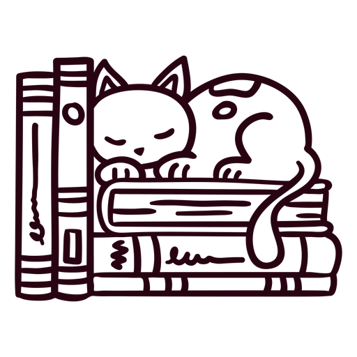 Curso de gato dormindo na estante Desenho PNG