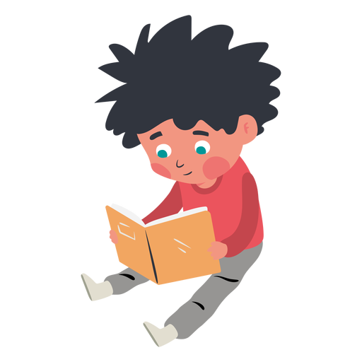 Junge der Buchcharakter liest PNG-Design