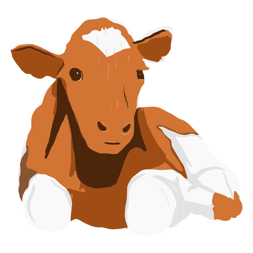 Brown cow lying down illustration