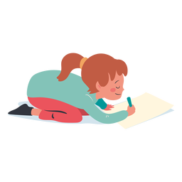 Personaje de escritura de chica tranquila Diseño PNG