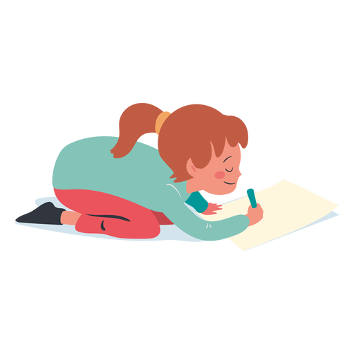 Calm girl writing character PNG Design