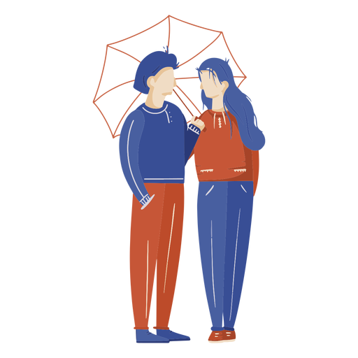 Cute couple under umbrella illustration PNG Design