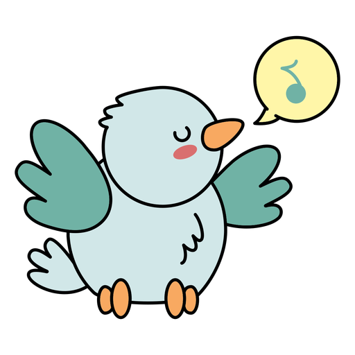 Cute happy bird singing flat PNG Design