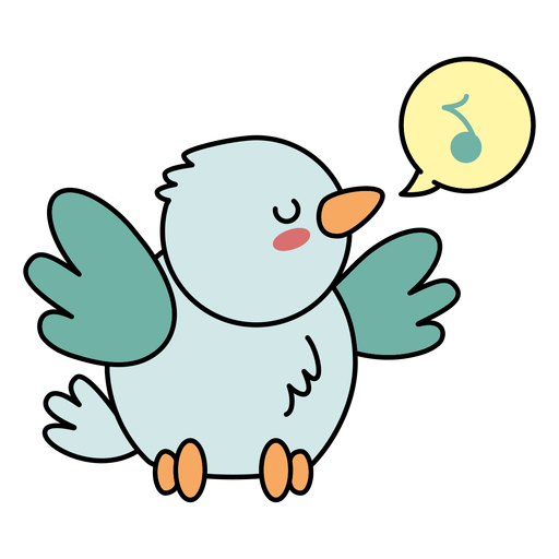 Netter glücklicher Vogel der flach singt PNG-Design