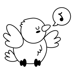 Golpe de pássaro fofo e feliz cantando Desenho PNG