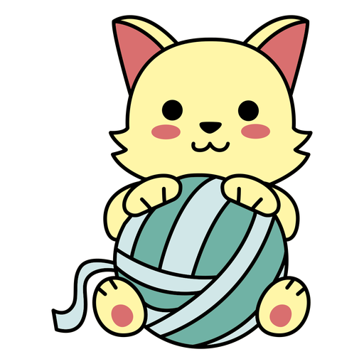 Cute happy cat wool flat PNG Design