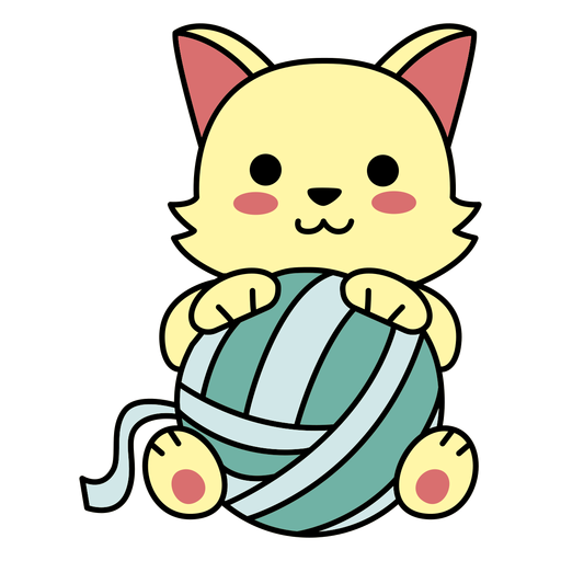 Fofinho gato feliz liso de lã Desenho PNG
