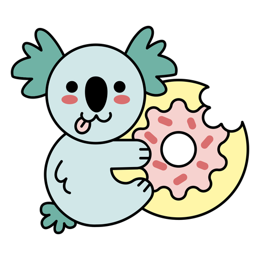 Cute happy koala donut flat