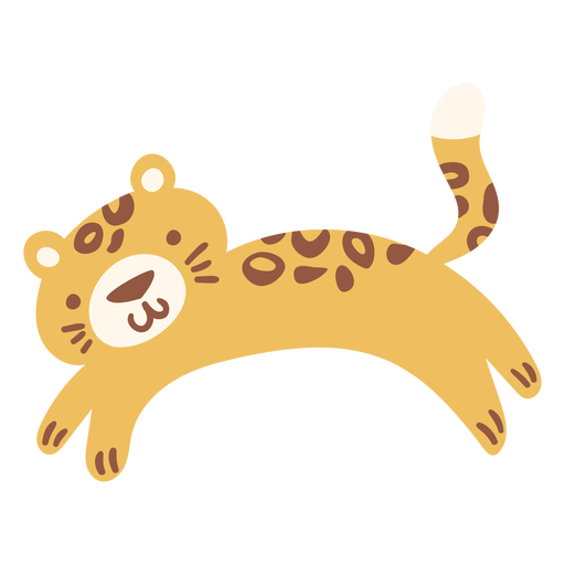 Cute happy leopard flat PNG Design