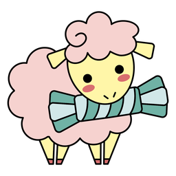 Lindo caramelo de oveja feliz plano Diseño PNG