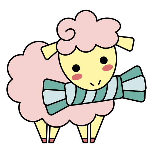 Cute happy sheep candy flat PNG Design