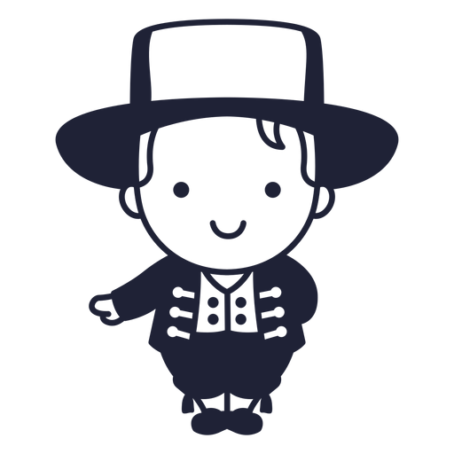 Lindo personaje de hombre noruego en blanco y negro Diseño PNG