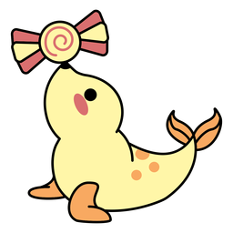 Cute seal candy flat PNG Design