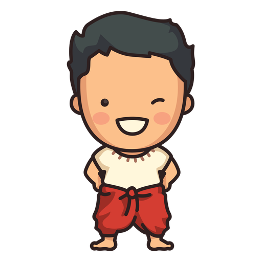 Cute thai man character PNG Design