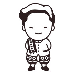 Cute thai man phraratchathan character stroke PNG Design Transparent PNG
