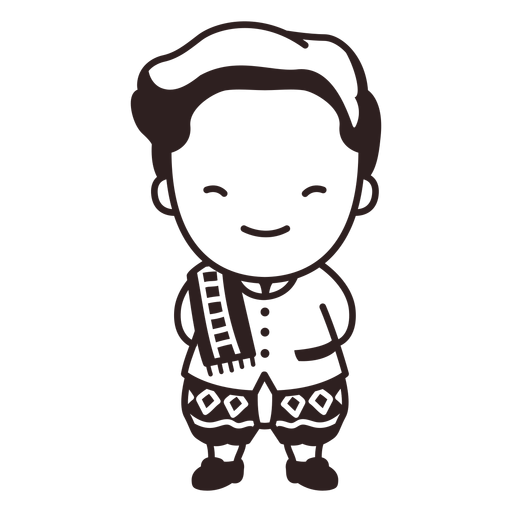 Cute thai man phraratchathan character stroke PNG Design