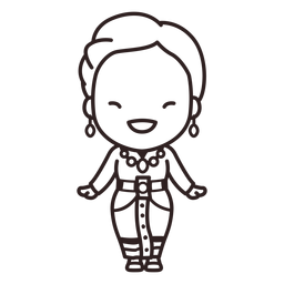 Cute thai woman boromphiman character stroke PNG Design
