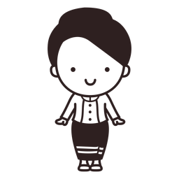 Cute thai woman ruean ton character stroke PNG Design