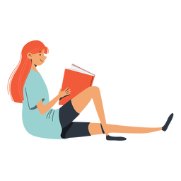 Chica con personaje de libro grande Diseño PNG