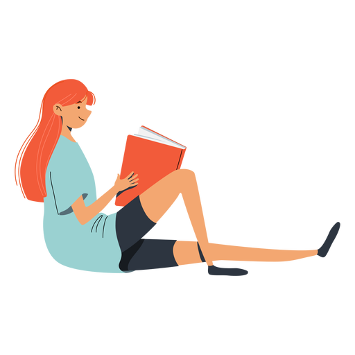 Girl with big book character PNG Design