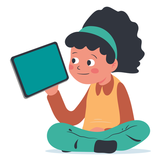 Girl with tablet character PNG Design